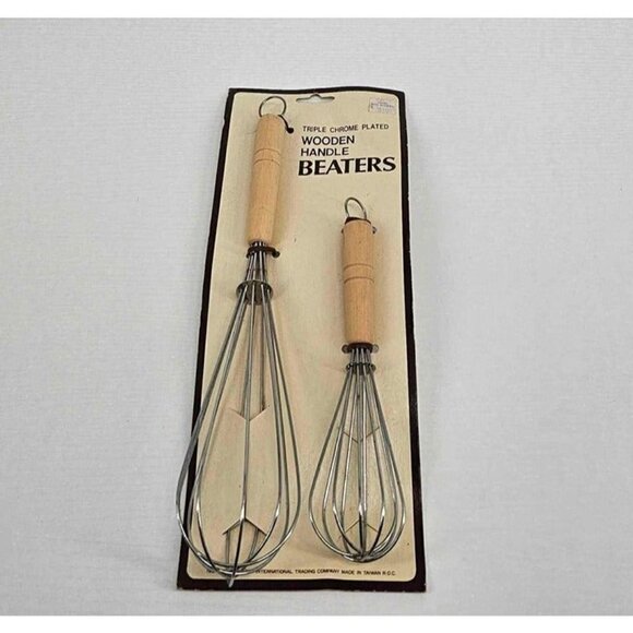 New Vintage Wooden Hand Beaters Triple Chrome Plated - Picture 1 of 2